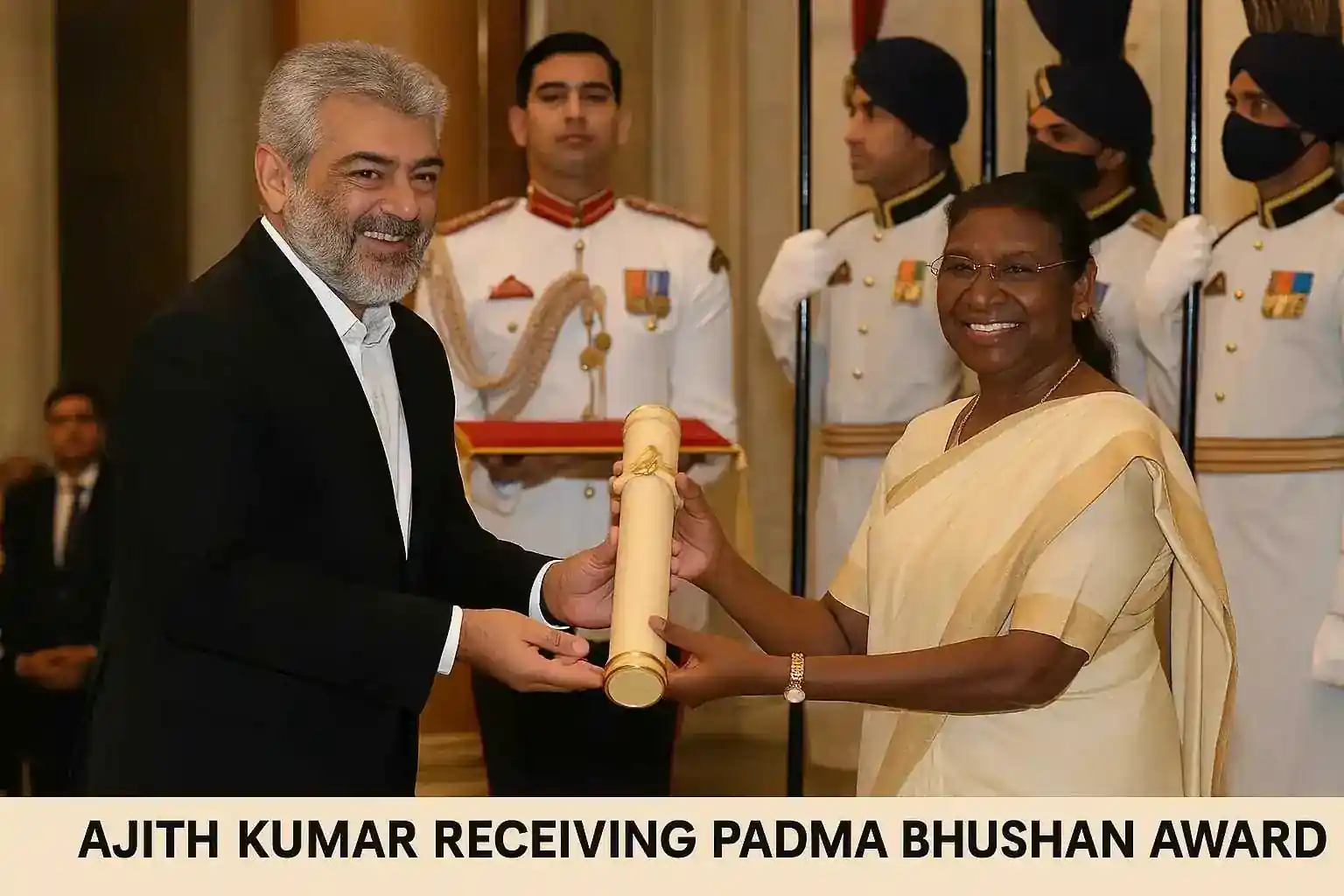 Actor Ajith Kumar receives the Padma Bhushan award
