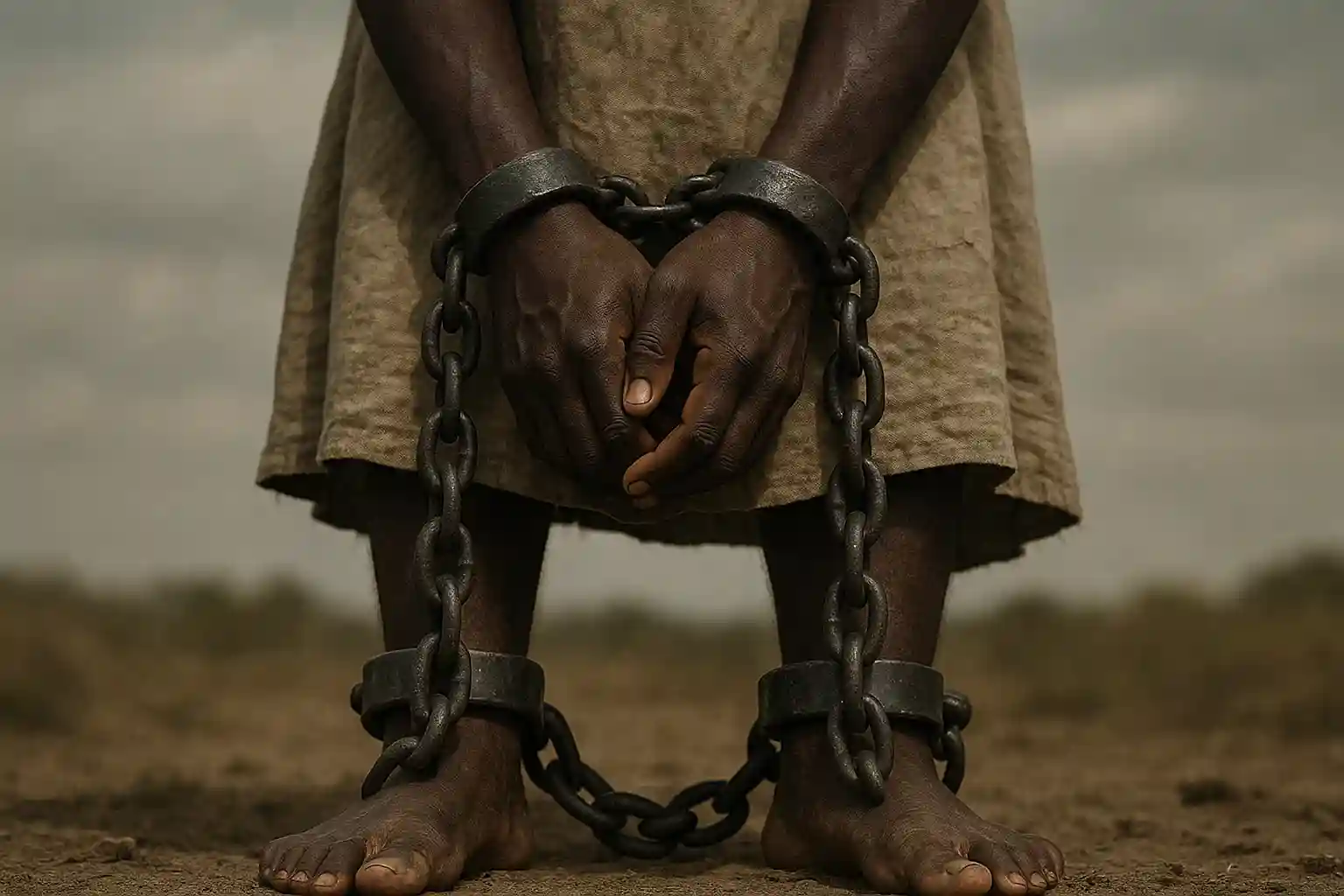 A solemn image of the "Door of No Return" in Gorée Island, Senegal, a historic site of the transatlantic slave trade.