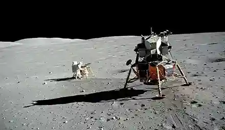 Neil Armstrong taking the first step on the Moon during Apollo 11 mission