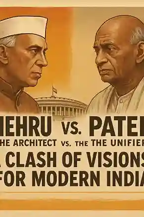 Jawaharlal Nehru and Sardar Vallabhbhai Patel in a tense discussion during a Cabinet meeting