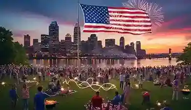 A historical painting of the signing of the American Declaration of Independence