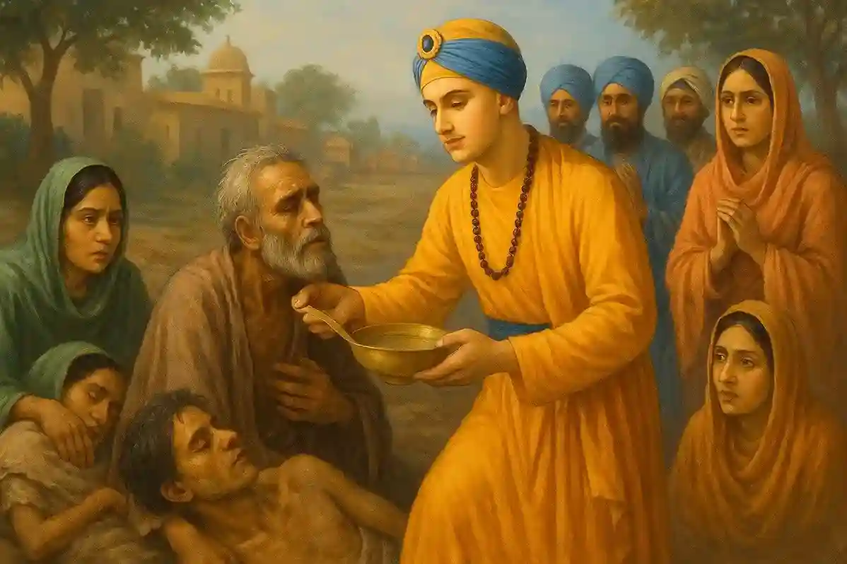 The serene Sarovar at Gurdwara Bangla Sahib in Delhi, reflecting the golden dome.