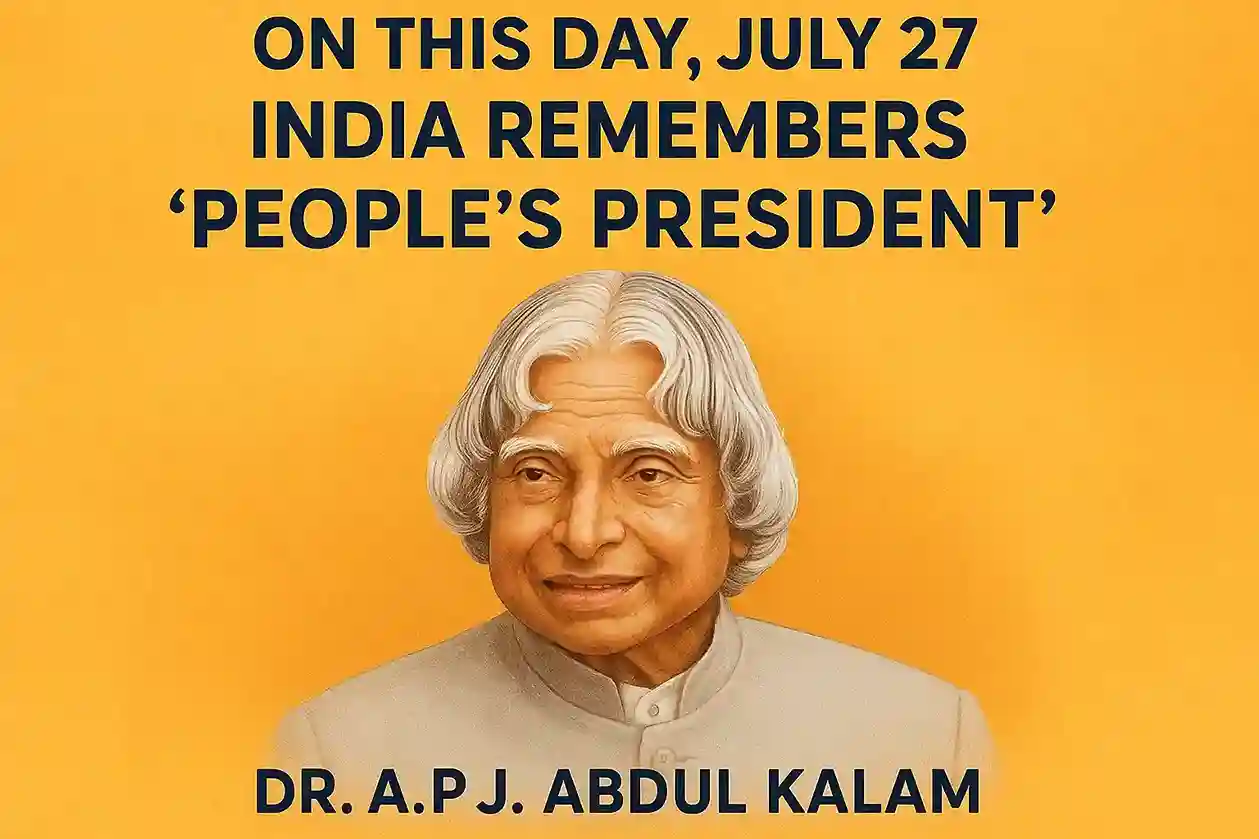 A tribute to Dr. A.P.J. Abdul Kalam, the 11th President of India, showing his portrait with students.