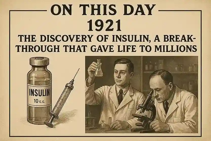 A historical photo of the research team behind the discovery of insulin, Frederick Banting and Charles Best.