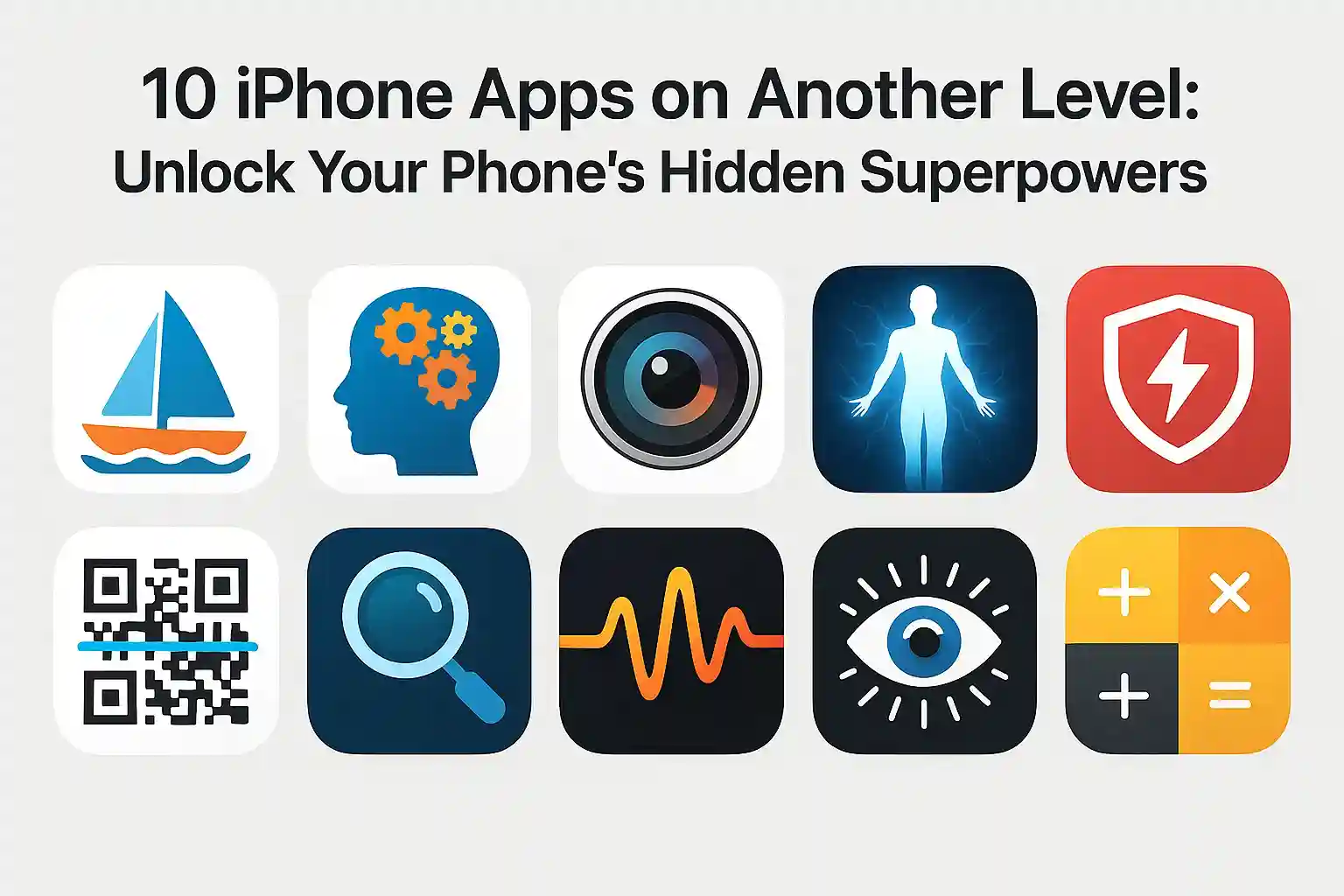 An iPhone showcasing a variety of powerful and creative applications exploding from the screen.