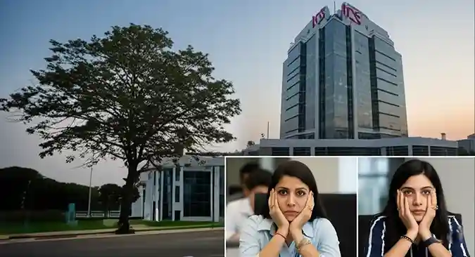 The TCS logo on a corporate building, with a serious, professional tone.