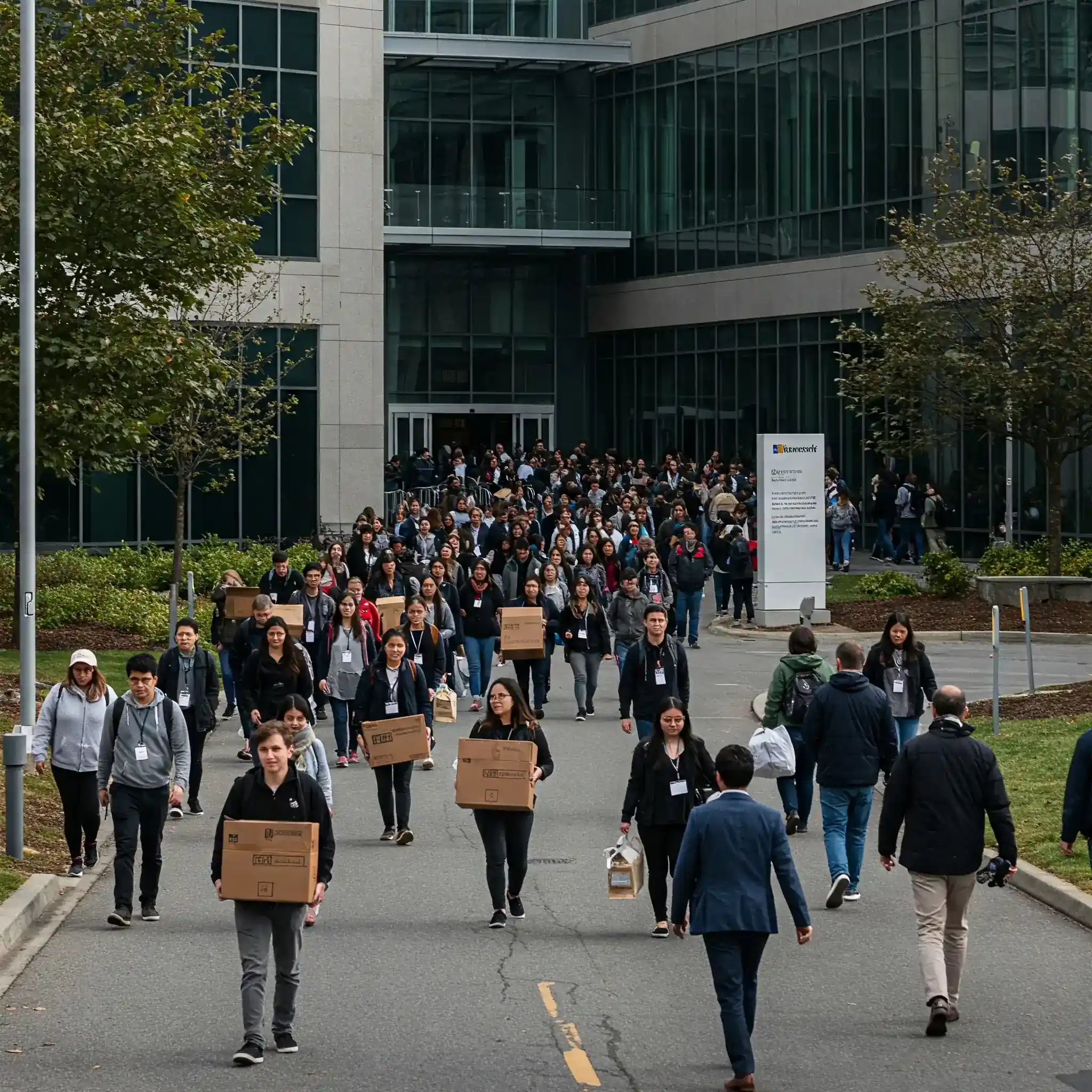 Employees at a Microsoft office