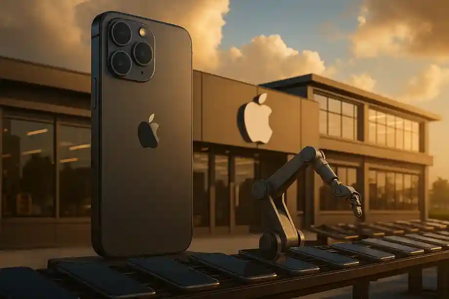 Apple iPhone 17 production line with multiple countries highlighted on a world map.