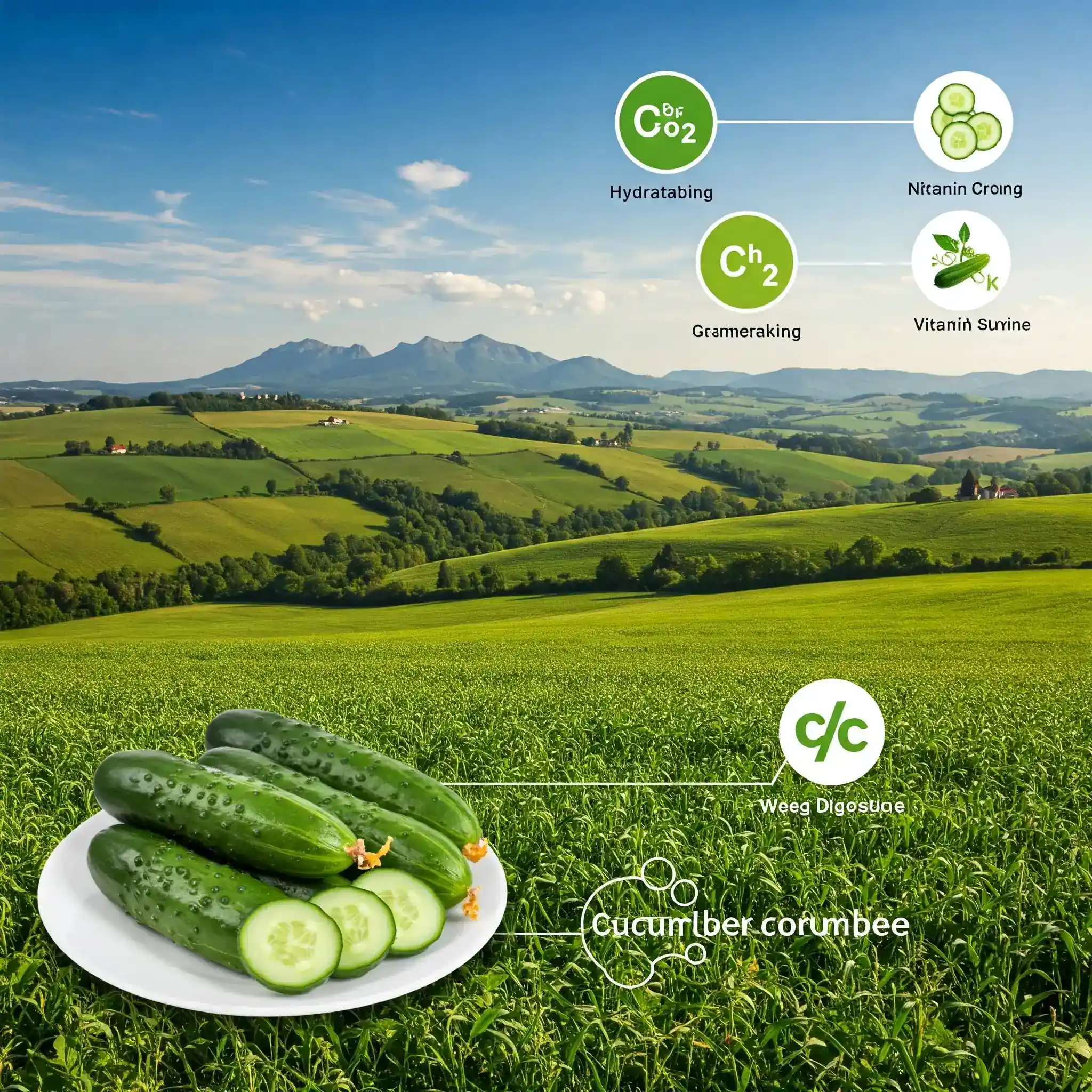 Fresh cucumbers sliced and whole.