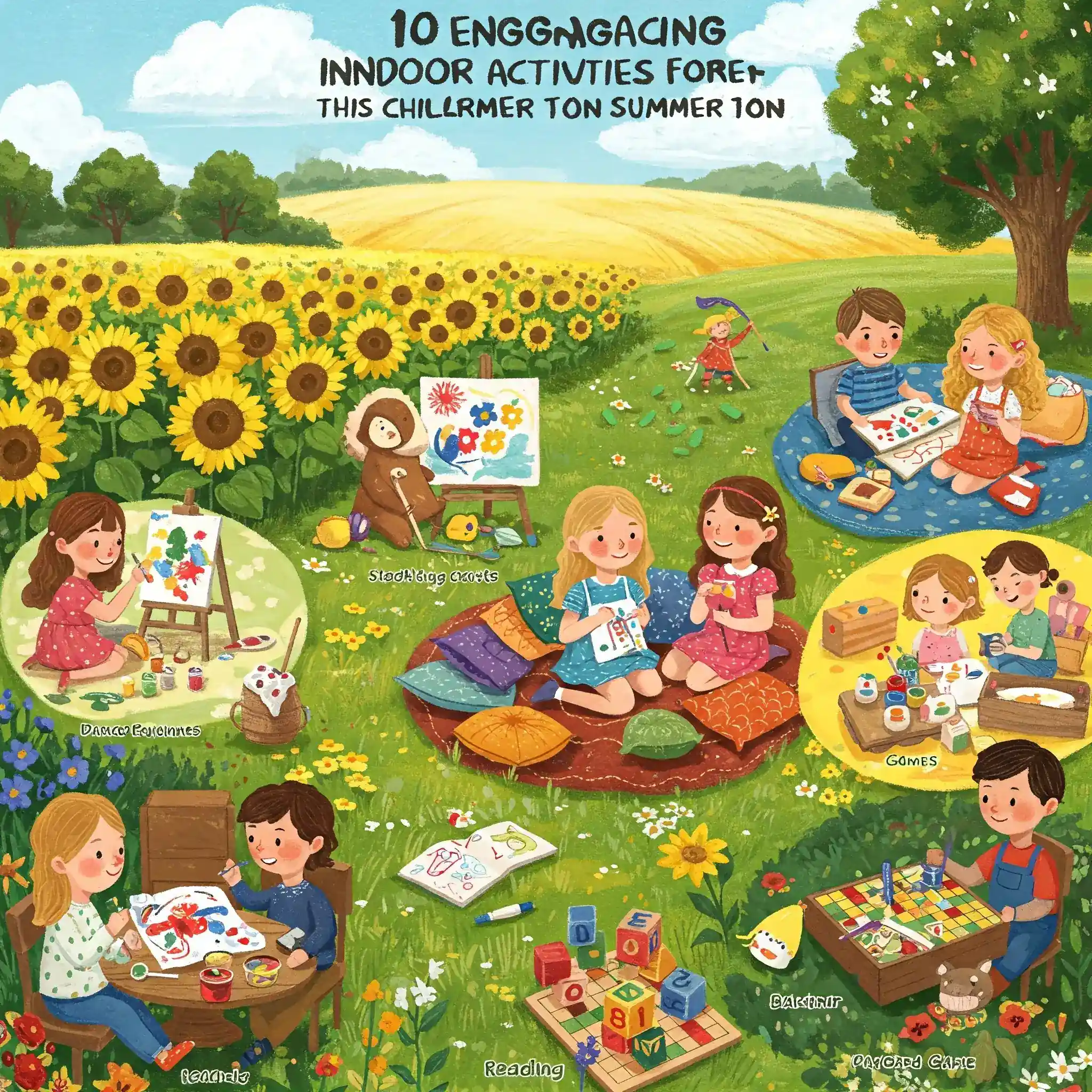 Diverse group of kids playing indoors