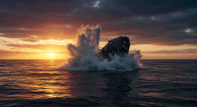 Space capsule debris floating in the Pacific Ocean