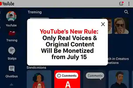 YouTube logo with a microphone and “real voice only” text