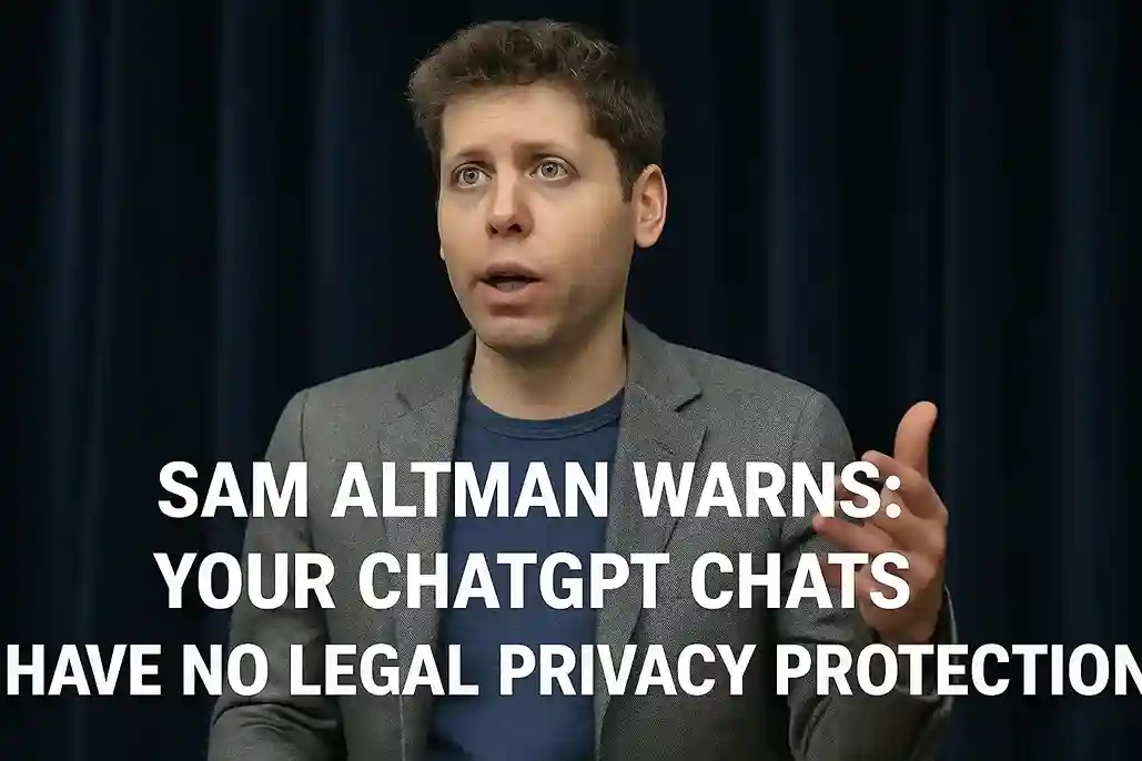 A portrait of OpenAI CEO Sam Altman with a serious expression.