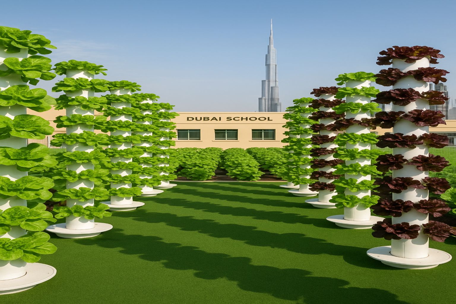 துபாயில் உள்ள GEMS Our Own Indian School பள்ளியின் மாடித் தோட்டம்